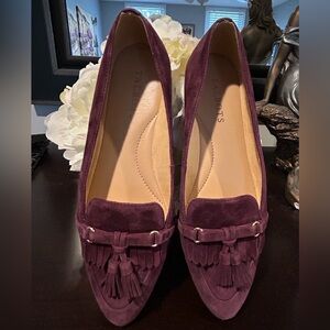 Talbots Francesca Tassel Driving Flats rich purple/plum-colored suede. Sz 6.5